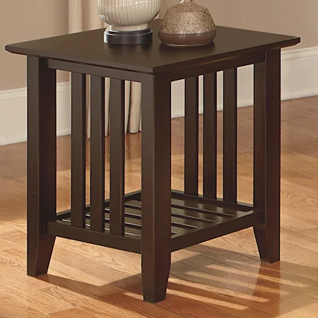 Square End Table with Slat Shelf